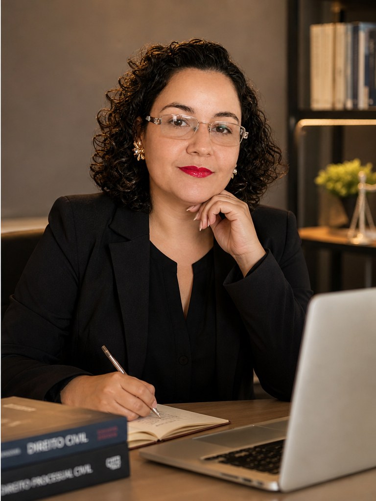 Camila Nunes, advogada previdenciarista, em seu escritório